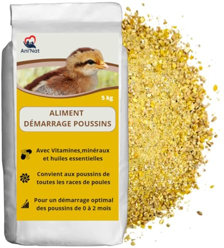 AniNat Alimento starter per pulcini, Cibo 1 ° età con vitamine, proteine e minerali, oli essenziali. Adatto fin dalla nascita. (5 kg)