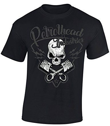 Petrolhead: Skull and Pistons - Camiseta Motor - Regalo Hombre - T-Shirt Racing - Camisetas Coches - Tuning - Moto - Coche - Car - Cafe Racer - Biker - Rally - JDM - Unisex (L)