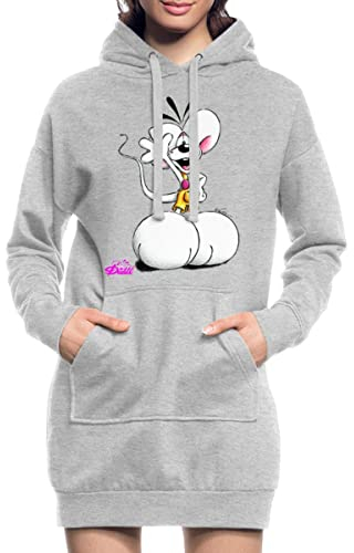 Spreadshirt Diddl Diddlmaus Coole Pose Winkt Lächelnd Hoodie-Kleid, S, Grau meliert