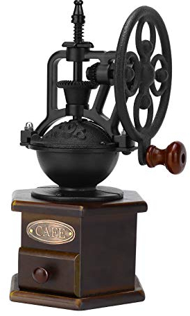 IMAVO Manual Coffee Grinder, Wooden Coffee Bean Grinder with Cast Iron Hand Crank, Antique Design, Perfect for Home,Rustic,Coffee Shop Decoration,Gift