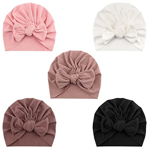DRESHOW Babymütze Brötchen Knoten Turban Kleinkinder Infant Beanie Baby Mädchen Jungen Weiche Kleinkind Mütze 5 Stück