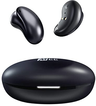 MEE audio Pebbles True Wireless Earbuds - Bluetooth 5.3 Low Profile in Ear Lightweight Headphones with Headset Microphone & Call Noise Reduction for Gym/Workouts/Sports and Gaming, Onyx