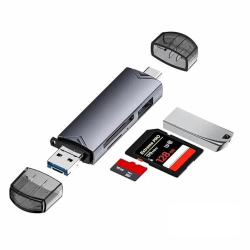Lector de Tarjetas 6 en 1 USB 3.0 Tipo C/Micro USB/SD/TF para Portátil y Móvil – Adaptador Multifuncional Rápido con Soporte para Tarjetas SD, TF, y Modo OTG para Smartphones y Ordenadores