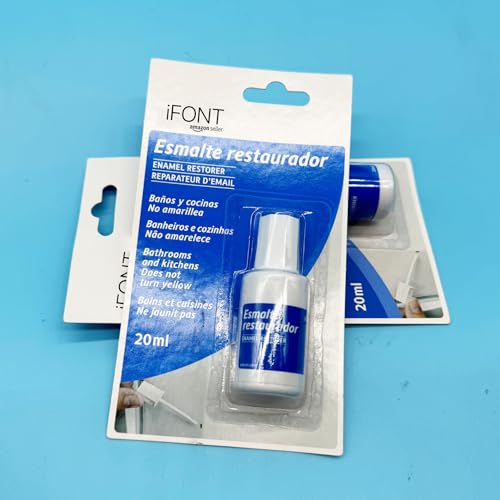 iFONT 2 Unidades de Esmalte Reparador Superficies Blancas | Restaurar Desconchados en Bañeras, Lavabos de porcelana y Electrodomesticos | 2 Unidades de 20ml