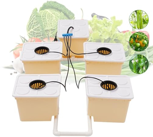 HINOPY 11L Hydrokultur Grow System Kit, 5 Eimer Hydroponics Garden Hydroponic Growing System Kit für Home Indoor Hydroponic Anzucht-System