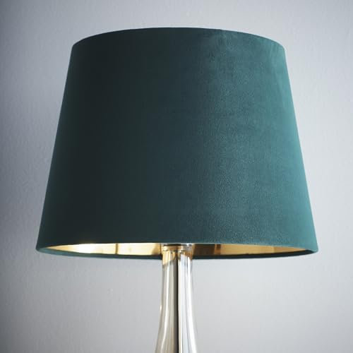 K LIVING Velvet Tapered Lampshade for Modern Table Lamps and Floor Lamps in Green | Traditional Cotton Textured Fabric Cone Light Shade for Ceiling Pendant | Lamp Shade for Calm Home Atmosphere (10)