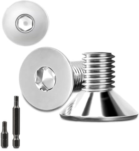 70 tornillos de cabeza avellanada de acero inoxidable, M6 x 12 mm, hexágono interior M6, tornillos de acero inoxidable, tornillos avellanados, tornillos avellanados con 2 unidades, cabeza hexagonal