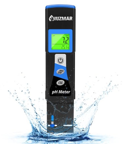 UIUZMAR Medidor de pH Digital para Agua, Comprobador de pH Preciso con Lectura de Temperatura Plus, Lector de pH para Comprobar los Nutrientes Hidropónicos del Agua del Acuario, Jacuzzi, Piscina