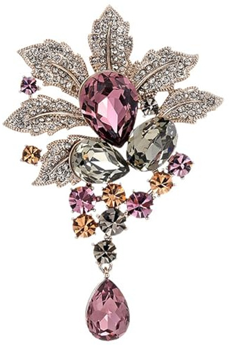 Qiwenr Spilla con Strass, Spilla di Moda da Donna, Vintage in Strass, Unica Elegante Vintage, per Abbinamenti con Abiti, Maglioni, Abiti da Sera e Adatto per Feste, Matrimoni e Altre Occasioni