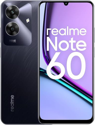 realme Note 60 - Smartphone Android, Dual SIM 4G, Pantalla LCD de 6,74 y 90 Hz, 4 GB de RAM y 128 GB de ROM, batería de 5000 mAh, cámara de 32 MP, Color Negro mármol, sin Adaptador