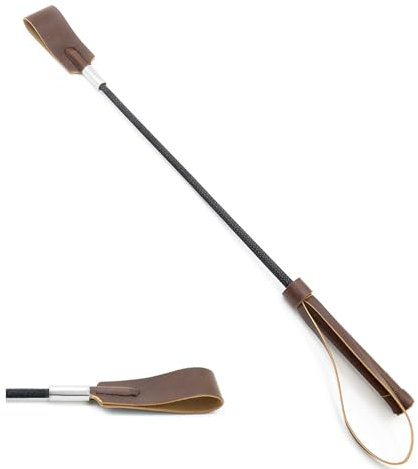 boeyeleny Reitpeitsche für Pferde, 45 cm, braun, Peitsche für Pferde, Reitpeitsche aus PU-Leder, mit rutschfestem Griff, für Reiten, Training, Cosplay