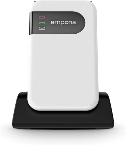 emporiaSIMPLICITYGLAM 2G seniormobil utan kontrakt, knapptelefon med nödsamtalsknapp, seniormobiltelefon, stora knappar, enkel drift, snabbvalsknappar, hörapparatskompatibel, vit