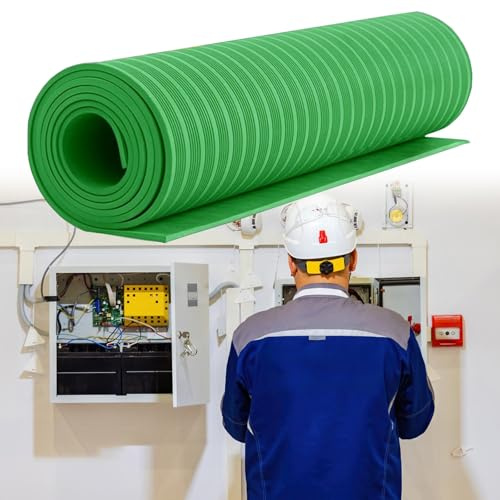 Couverture Isolante Haute Tension Tapis De Protection Contre Les Chocs Électriques, Tapis De Sol En Caoutchouc Isolant Et Imperméable Pour Sous-station/ Atelier/ Usine, Longueur Personnalisable(Green,
