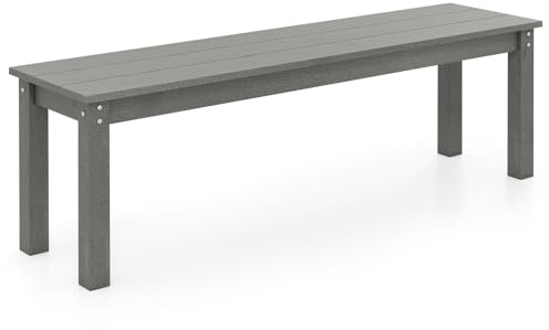 COSTWAY Panchina da Esterno in HDPE 140 x 35 x 45 cm, Panca da Giardino Senza Schienale per 2-3 Persone, Panchina dello Spogliatoio per Patio e Cortile, Portata 340 kg (Grigio)