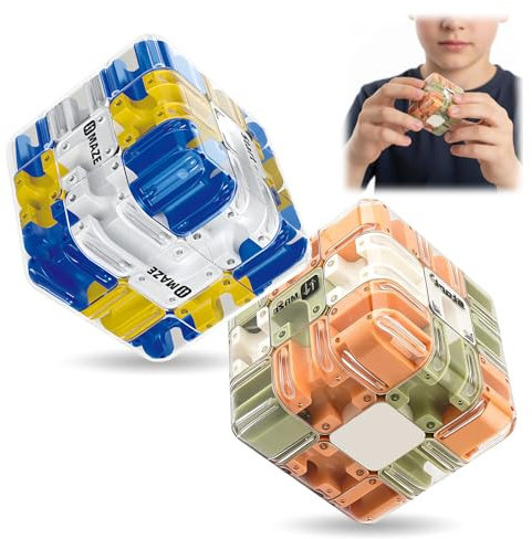 2 Pcs Large Labyrinth 3D Puzzle Maze Cube, 3D Maze Puzzle Cube for Mental Training, Stress Relief, Logic Challenge, and Brain Teaser, Helping to Cultivate Focus and Spatial Awareness