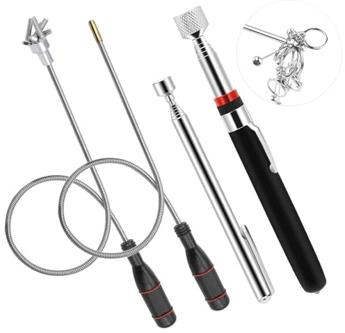 4-Piece Telescopic Magnetic Pickup Tool Set with Claw Grabber | With Flexible Lifter, 60cm Extendable telescopic magnet Pick-Up for Automotive Repair, Boules & DIY (3LB/5LB/15LB Capacity)