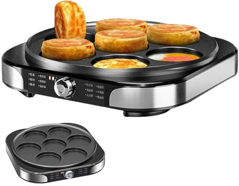 Smart hem, elektrisk crêpe-maskin, non-stick stekpanna och stekpanna, obegränsad temperaturkontroll, 2200W automatisk roti-maskin för ägg och pannkako