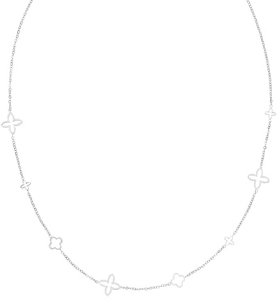 DIAMOND MODE Kleeblatt Halskette Damen Silber - Schmuck, Chirurgenstahl 316L, Fancy Clover Kette, 45cm + 5cm Verlängerung, Wasserfest, Geschenk, Blumen (Silber)