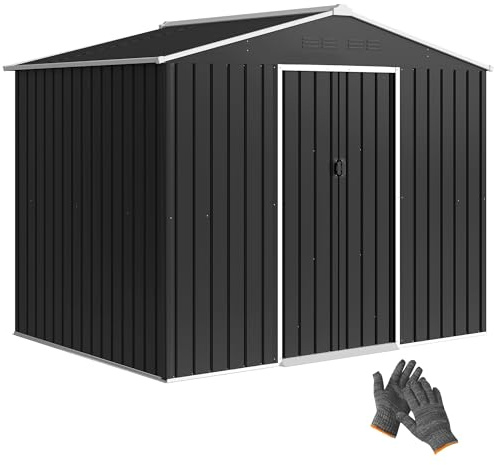 Outsunny Caseta de Jardín Exterior 3,6 m² 236x174x190 cm Gris Oscuro