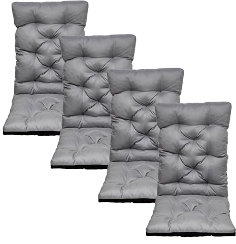 nana shop Coussin Salon de Jardin Extérieur avec Dossier, Coussin Fauteuil Jardin Imperméable 120x50x8cm, Coussin Chaise Extérieur Confortable pour Balcon Terrasse (4, Gris)