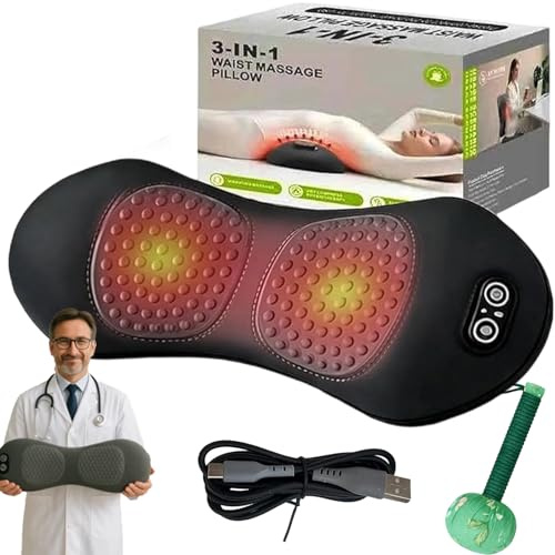 2026 Uppgradering 3-i-1 ryggterapi, trippel fusion ryggmassage med värme, vibration, dragkraft, 135°gyllene böjning elektrisk ischias massageapparat för smärtlindring, bärbar och plug-in (svart)