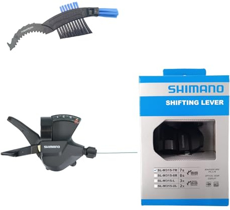 maxxi4you Shimano SL-M315 - Leva del cambio a 7 velocità, con spazzola per catena per bicicletta, colore: Nero