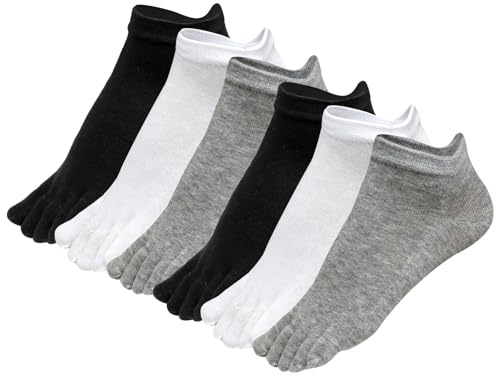 Soleeya 6 Paires Chaussette Doigt de Pied Femme Courtes Chaussettes Orteils Séparés Femme Chaussettes 5 Doigts Chaussette Coton Respirantes EU 35-40