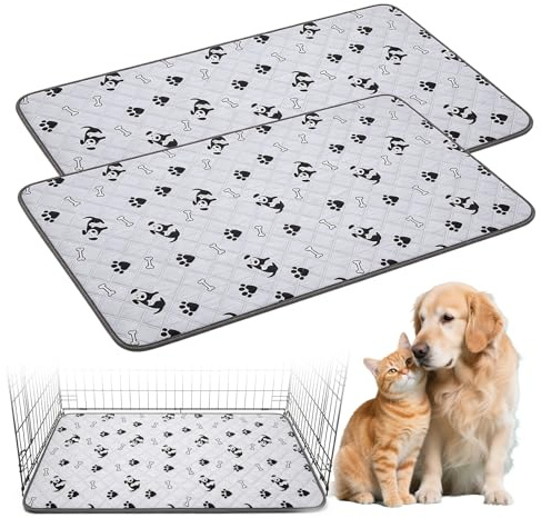 Pipipad för marsvin, 120 x 60 cm, 2 stycken tvättbara pipmattor, 4 lager, absorberande, halkfri, återanvändbar, för hamster, kanin, valp, bur, bil, soffa