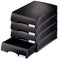 Leitz Briefkorb-Schublade A4, 4er Pack, Schubladenbox in Premium-Qualität für vertrauliche Unterlagen, Stapelbare Ablagefächer kombinierbar mit Briefkörben, Schwarz, Plus-Serie, 52100095