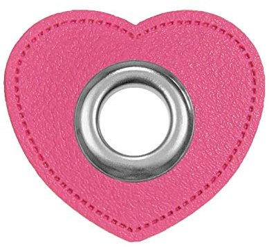 Ösen Patches Lederimitat Herz pink - Preis gilt für 1 Stück