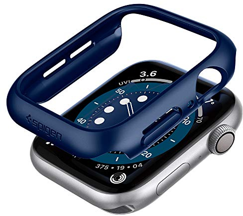 Spigen Thin Fit Hülle kompatibel mit Apple Watch Serie 6 SE 5 4 44mm - Blau