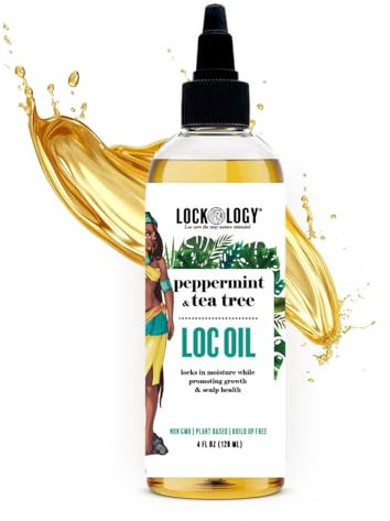 Lockology Loc Oil For Dreads, Peppermint Tea Tree Oil For Locs, Natural Oil For Dreads Black Owned & Dreadlock Hair Products