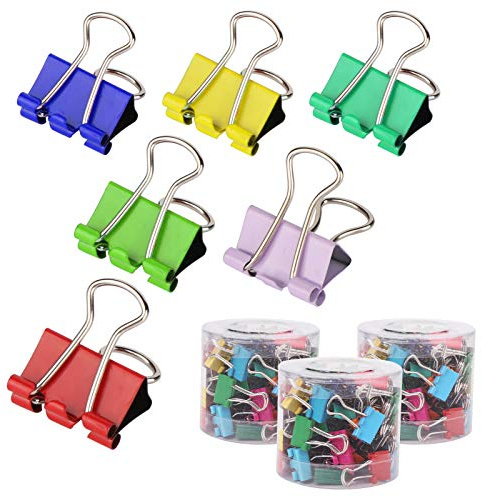 180 piezas FoldBack Binder Clips Paper Metal Clamps Caja Pinza Pinzas de Papel de Oficina de Metal Pinzas de Clip de Carpeta de metal Clips, Mini Clips Foldback para Oficina Hogar (Multicolor, 15mm)