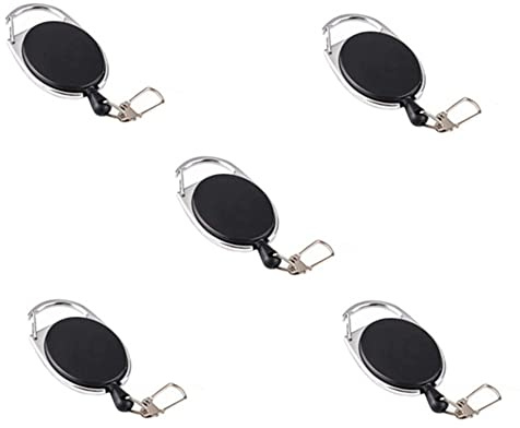 5 Piezas Llavero Retractil, Llavero Extensible Retractil, Para Porta Tarjetas Identificativas, Portátil Retráctil Clip Carrete para Llave,Tarjeta
