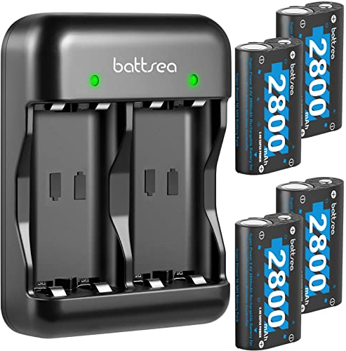 Battsea 4x 2800mAh Rechargeable Battery Pack for Xbox One/Series Controller with Fast Charger Station Compatible with Xbox One/One S/One X/Series X/Series S Controller Accessories Kit