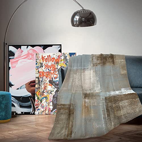 Shrahala Tiefgraue Retro-Ölfarbe-Überwurfdecke, grau, abstrakt, ölweich, leicht, Bettdecke, doppelseitig, Fleece, Mikrofaser, 150 x 100 cm