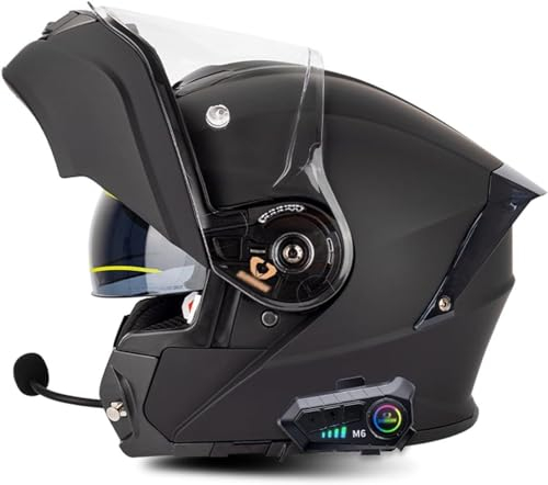Integrierter Modularer Motorradhelm Mit Bluetooth Und Doppelvisier, ECE-Geprüfter Klapphelm, Modularer Motorrad-Crash-Helm Für Männer Und Frauen, Klappbarer Motorradhelm B,3XL 65-66cm