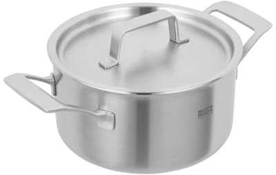 Kuhn Rikon Casserole Pot 6.4L/24cm 5-Ply Stainless Steel & Aluminium Pan, Oven & Dishwasher Safe Multi-Ply Cooking Pan with Stainless Steel Lid, Induction Casserole Dishes - Culinary Fiveply