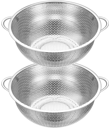 2 Pz Setaccio in Acciaio Inox, Scolapasta Colino da Cucina in Acciaio Inossidabile, Colapasta in Rete Microforato con Doppio Manico, per Pasta Verdura Frutta Cibo, Ø22.5 cm,