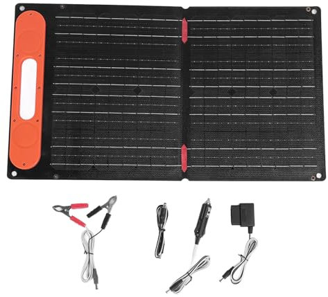 60 W vikbar solpanel, bärbar solladdare med USB-A och USB-C utomhus mobiltelefon solladdare för powerbanker surfplattor liten kraftstation