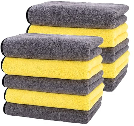 CGEAMDY 10 Stücke Riesiges Auto Trockentuch Mikrofasertuch, Auto Mikrofaser Reinigungstuch Handtuch, Wasserabsorbierende Verdicktes Autowaschhandtuch, Mikrofasertücher Auto Trockentuch Putztücher