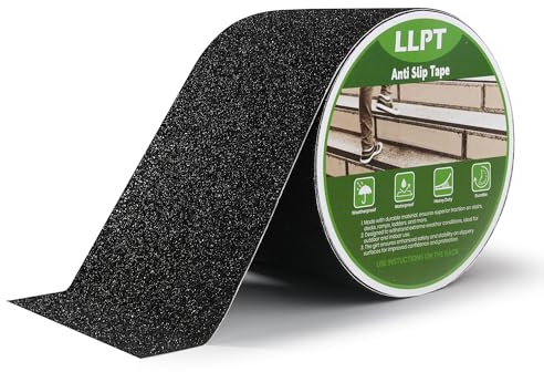 LLPT Anti SlipTape 101mm x 5m Heavy Duty Grip Tape Black | Non Slip Traction Strips for Stairs Waterproof Outdoor Indoor Stair Steps Boats Ramp Staircase Tread