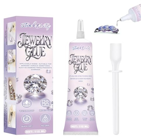 Colla per Bigiotteria Trasparente, Colla per Gioielli Extra Forte, Flessibile,Adatto per Incollaggio di Gioielli, Pietre Preziose e DIY Projekte, Adesivo Multiuso 110ml