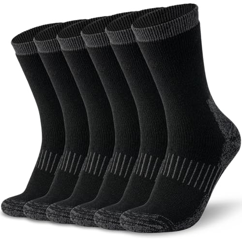 Time May Tell Mens and Womens Merino Wool Hiking Cushioning Socks For Outdoor Wool-Socks-For-Men 3 Pack (Black(3 Pairs) US Size 9-13