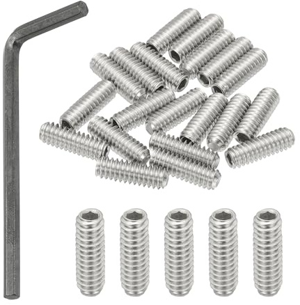 PATIKIL 20 Pcs Vis Sans Tête À Six Pans Internes 1/4-20x3/4 Vis De Réglage