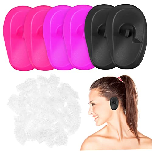 MOTHNUR Copriorecchie Monouso Per Tintura Chioma 206 Pezzi Silicone Protezione Auricolare Per Parrucchieri Doccia Bagno Forma Ergonomica Comfort Leggero