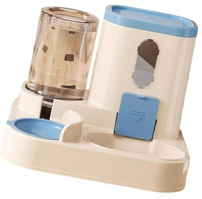 Dualoai Comedero Automático para Gatos Dispensador de Pienso Y Fuente de Agua Set de Alimentación con Dispensación Suave Y Gran Capacidad Adecuado para Múltip, Azul, Individual