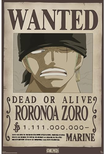 GB Eye Poster ONE PIECE Chibi Wanted Zoro Wano – Prodotto Ufficiale – Formato 52 x 38 cm – Carta Laminata di Alta Qualità – Poster Prime Pirate