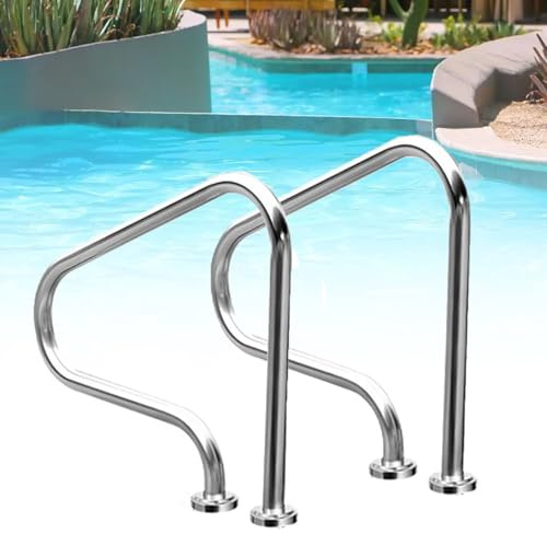 1 Par de Pasamanos para Piscina, Barandilla Curva de Acero Inoxidable para Escaleras de Piscina, Resistente a la Corrosión, Duradera, con Gran Capacidad de Carga, Segura y Antideslizante