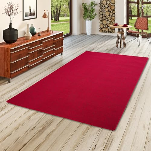 Snapstyle Feinschlingen Velour Teppich Strong Rot, Größe:80x160 cm